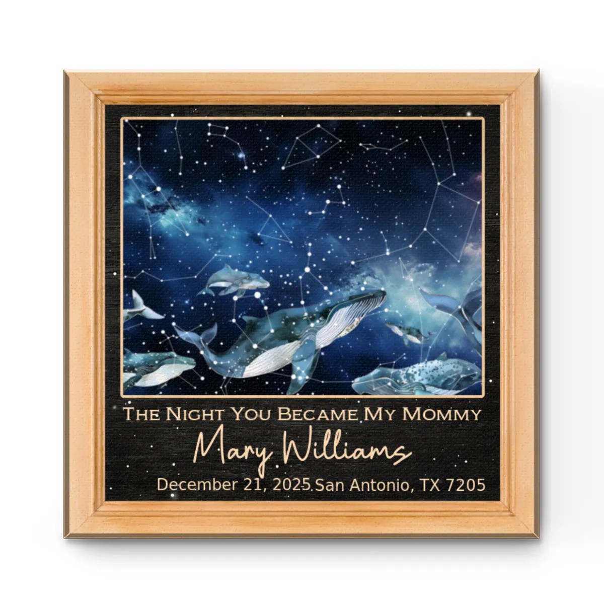 The Day You Became My Mom Star Map Canvas, Personalized Mother’s Day Gift for Mom, Mother from Daughter Son, Star Constellation Map Mom Birthday, First Mom Gift